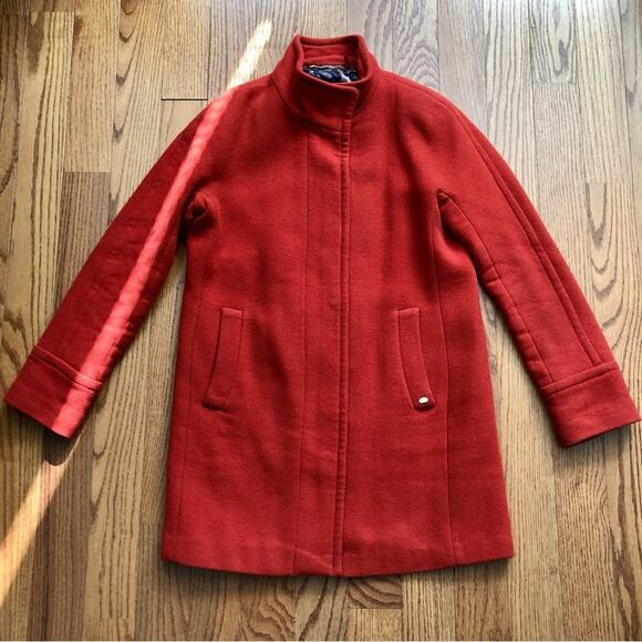 Ellen Tracy Wool Blend Stadium Coat Cherry Red Women’s Size 4 - Picture 2 of 10